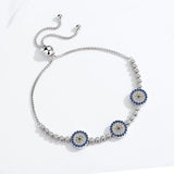 Genuine Sterling Silver Women Evil Eye Lucky Bracelet